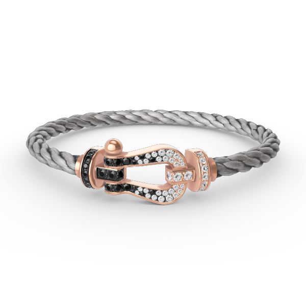 [Cyra]  FORCE LARGE HORSESHOE BLACK WHITE DIAMOND BRACELET ROSE GOLD