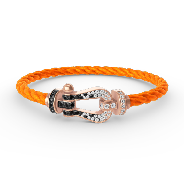 [Cyra]  FORCE LARGE HORSESHOE BLACK WHITE DIAMOND BRACELET ROSE GOLD