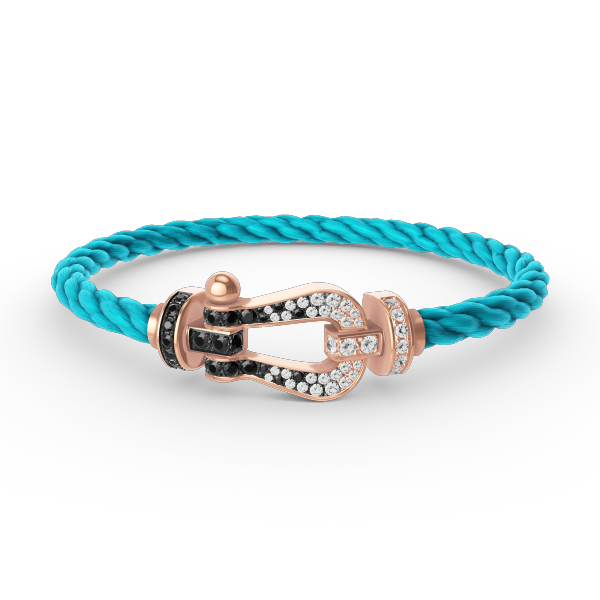 [Cyra]  FORCE LARGE HORSESHOE BLACK WHITE DIAMOND BRACELET ROSE GOLD