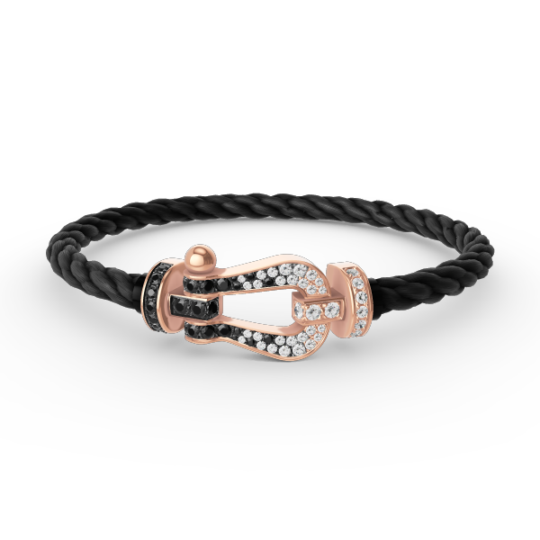 [Cyra]  FORCE LARGE HORSESHOE BLACK WHITE DIAMOND BRACELET ROSE GOLD