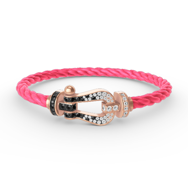 [Cyra]  FORCE LARGE HORSESHOE BLACK WHITE DIAMOND BRACELET ROSE GOLD