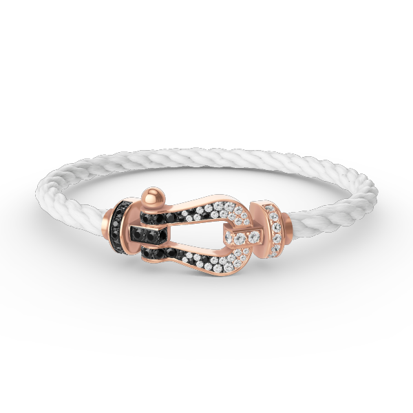 [Cyra]  FORCE LARGE HORSESHOE BLACK WHITE DIAMOND BRACELET ROSE GOLD