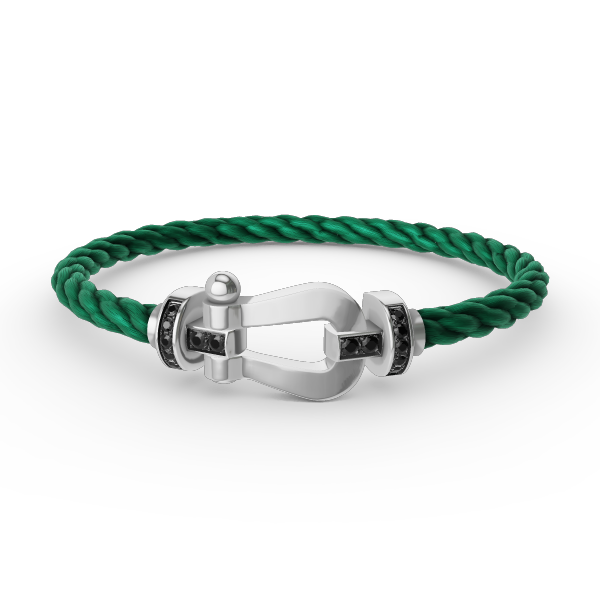 [Cyra]  FORCE LARGE HORSESHOE BLACK DIAMOND BRACELET SILVER