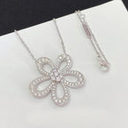 [Cyra] Große BLUMEN Silber DIAMANT-HALSKETTE