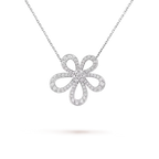 [Cyra] Große BLUMEN Silber DIAMANT-HALSKETTE