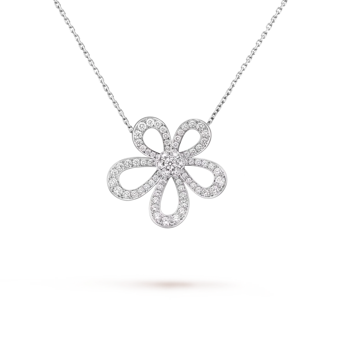 [Cyra] Große BLUMEN Silber DIAMANT-HALSKETTE