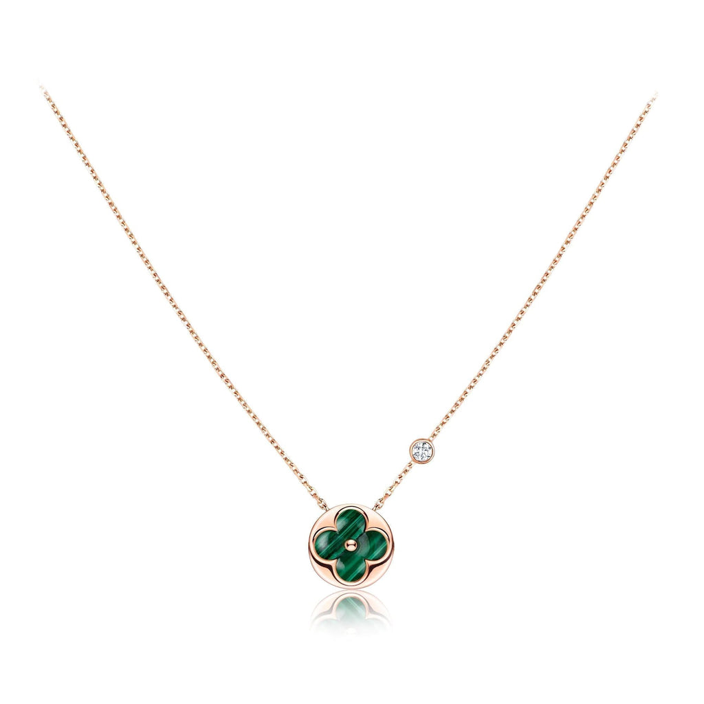 [Cyra]  SUN PEDANT PINK GOLD 1 DIAMOND NECKLACE