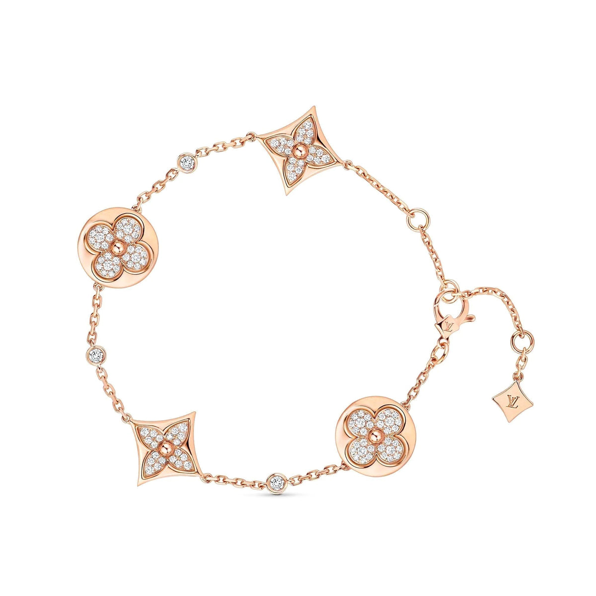 [Cyra]  STAR AND SUN 4 MOTIFS GOLD DIAMONDS BRACELET