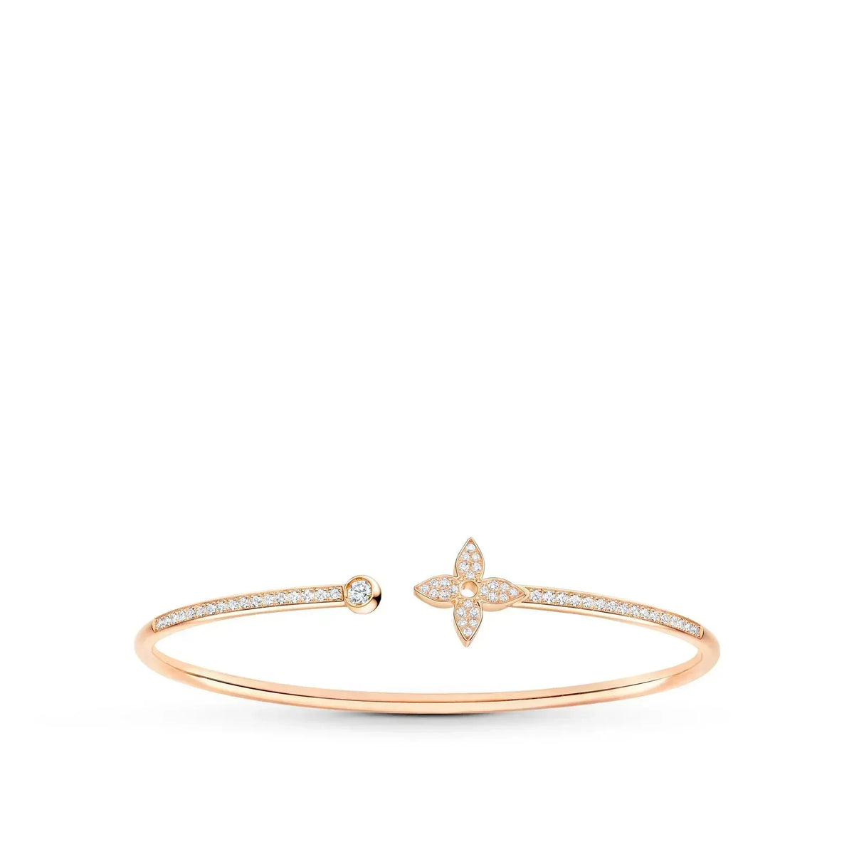 [Cyra]  IDYLLE PINK GOLD OPEN BRACELET DIAMOND PAVED