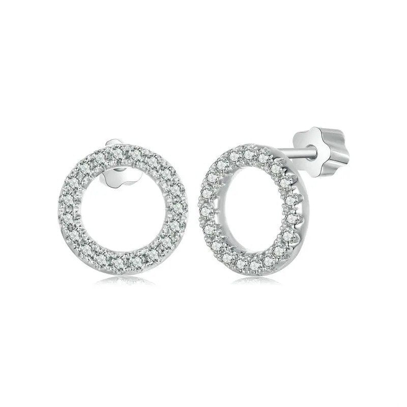 Forever Clear Moissanite Ohrstecker mit rundem Kreismotiv