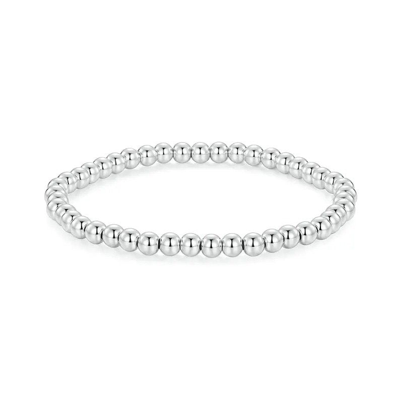 Perlenarmband elastisch Weißgold