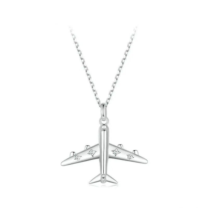 Zarte Flugzeug-Anhänger-Halskette, platinierte Halskette