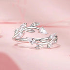 Verstellbarer Ring mit einfachem Blatt-Motiv, Glücksblatt-Statement