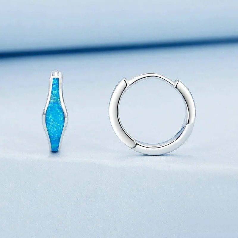 Opal-Creolen für Damen, weißvergoldet