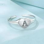 Gravierter Ring mit Anfangsbuchstabe A, offen, herzförmig, verstellbar, stapelbar