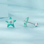 ブルースターフィッシュスタッドピアス プラチナ仕上げ シンプルピアス