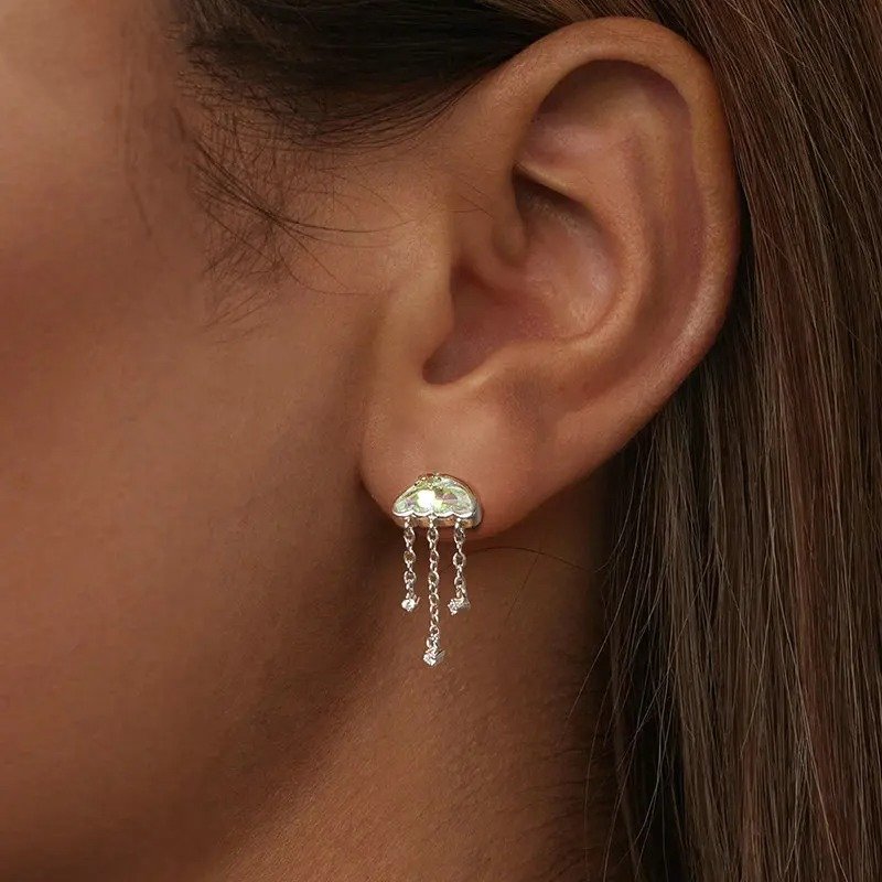 Irisierende Quallen-Ohrstecker für Damen und Mädchen