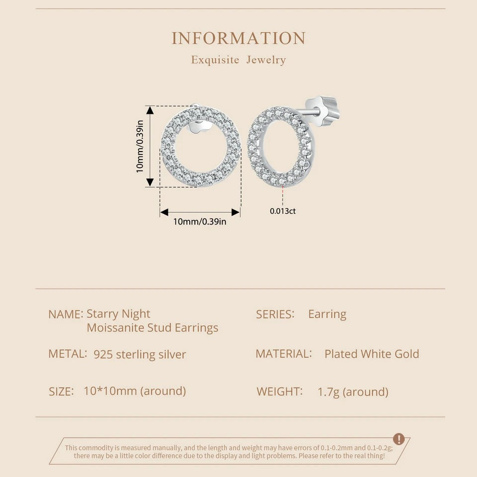 Forever Clear Moissanite Ohrstecker mit rundem Kreismotiv