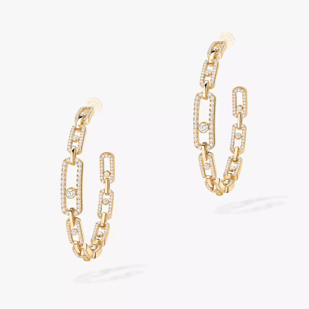 [[Cyra] Move Link Diamond Hoop Earrings