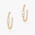 [[Cyra] Move Link Diamond Hoop Earrings