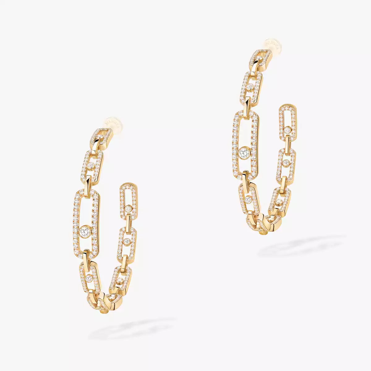 [[Cyra] Move Link Diamond Hoop Earrings