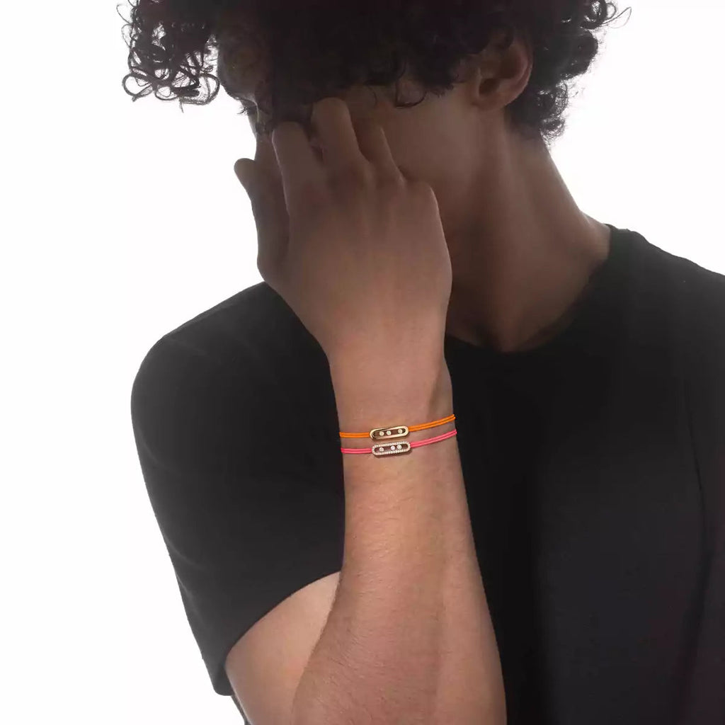 [Cyra] Messika Care(s) Armband aus rosafarbenem Kordel mit Pavé-Besatz