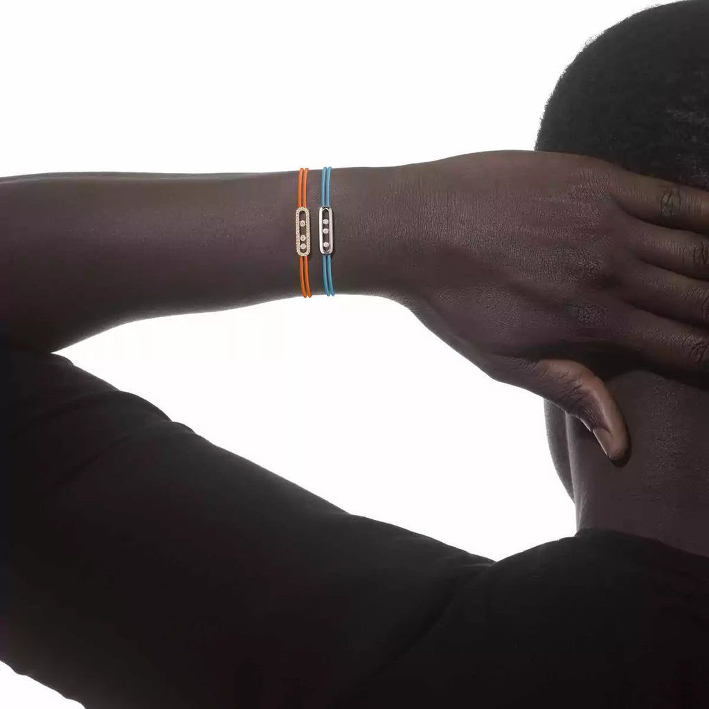 [Cyra] Messika Care(s) Armband aus rosafarbenem Kordel mit Pavé-Besatz