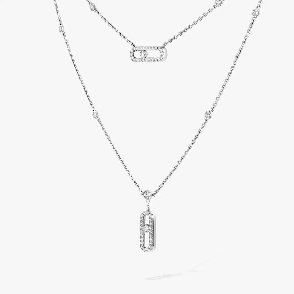 [Cyra] 2-reihige Move Uno Halskette mit Diamant-Pavé in Roségold