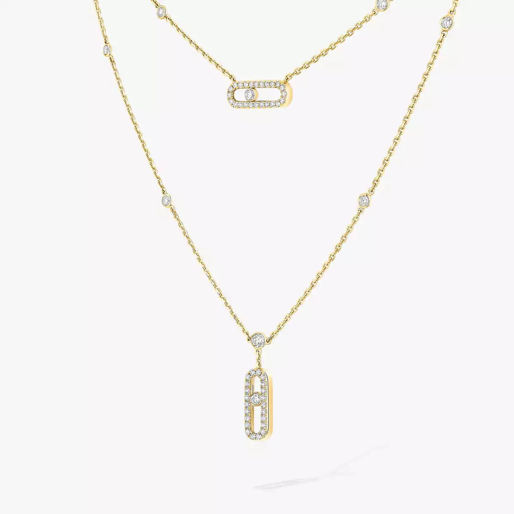 [Cyra] 2-reihige Move Uno Halskette mit Diamant-Pavé in Roségold