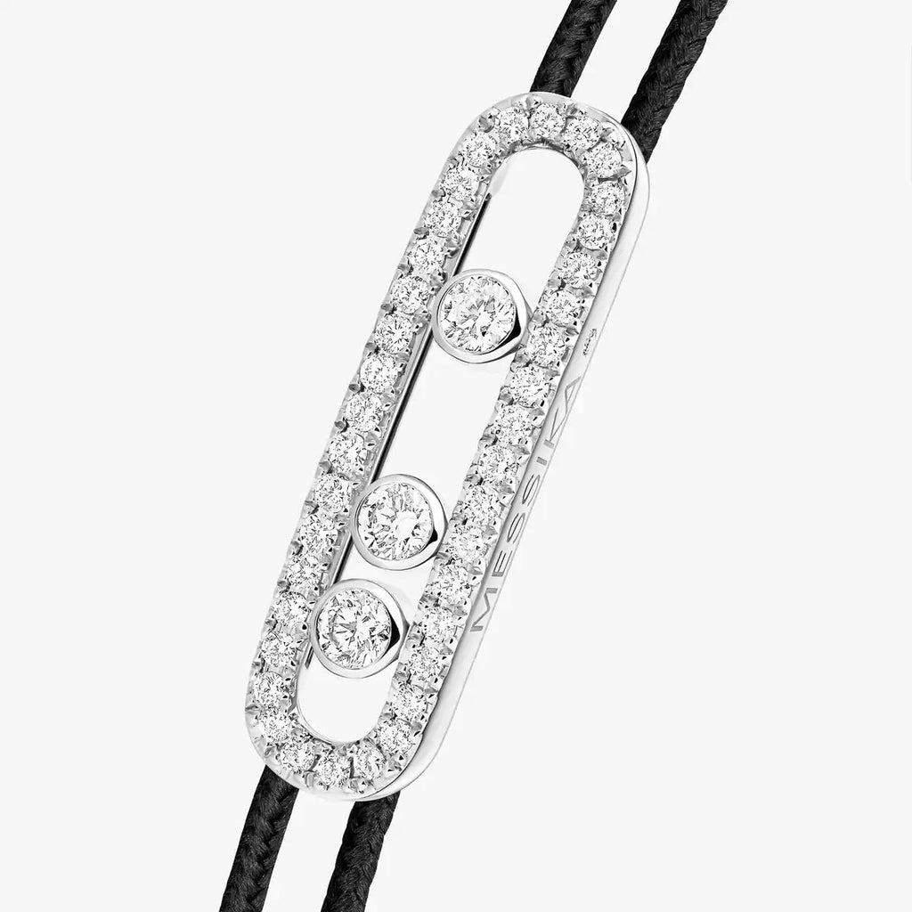 [Cyra] Messika Care(s) Armband aus rosafarbenem Kordel mit Pavé-Besatz