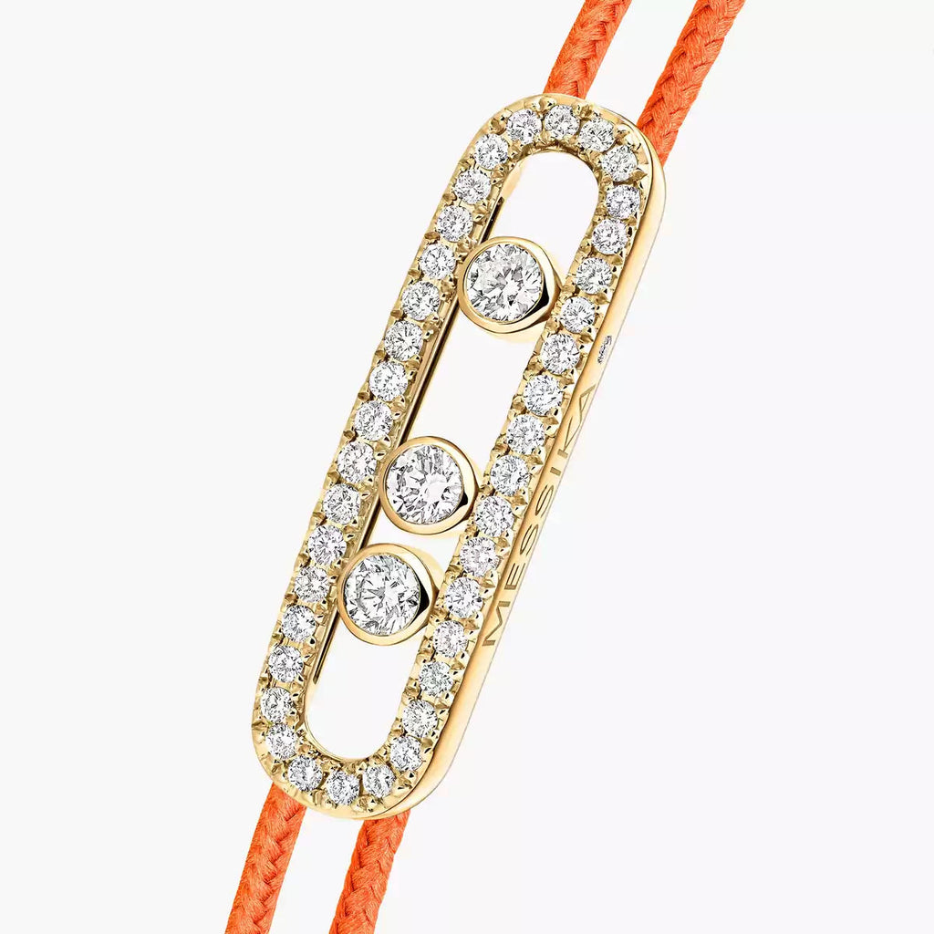 [Cyra] Messika Care(s) Armband aus rosafarbenem Kordel mit Pavé-Besatz