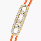 [Cyra] Messika Care(s) Armband aus rosafarbenem Kordel mit Pavé-Besatz