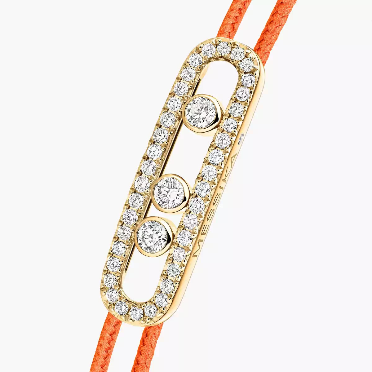 [Cyra] Messika Care(s) Armband aus rosafarbenem Kordel mit Pavé-Besatz