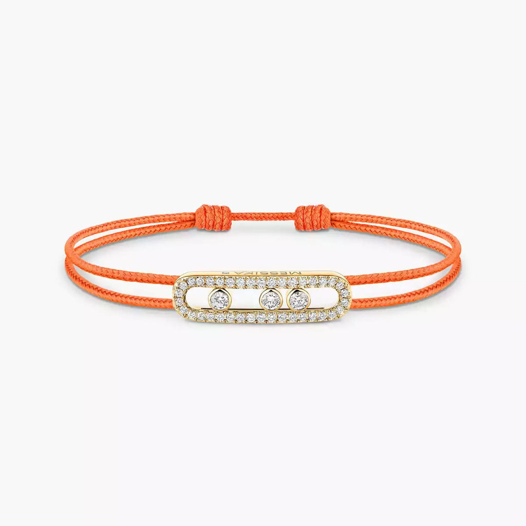 [Cyra] Messika Care(s) Armband aus rosafarbenem Kordel mit Pavé-Besatz