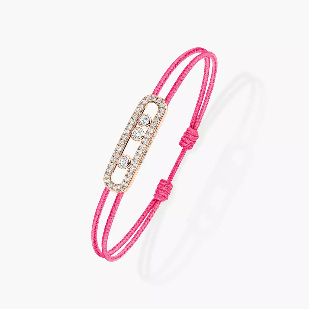[Cyra] Messika Care(s) Armband aus rosafarbenem Kordel mit Pavé-Besatz