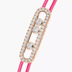 [Cyra] Messika Care(s) Armband aus rosafarbenem Kordel mit Pavé-Besatz