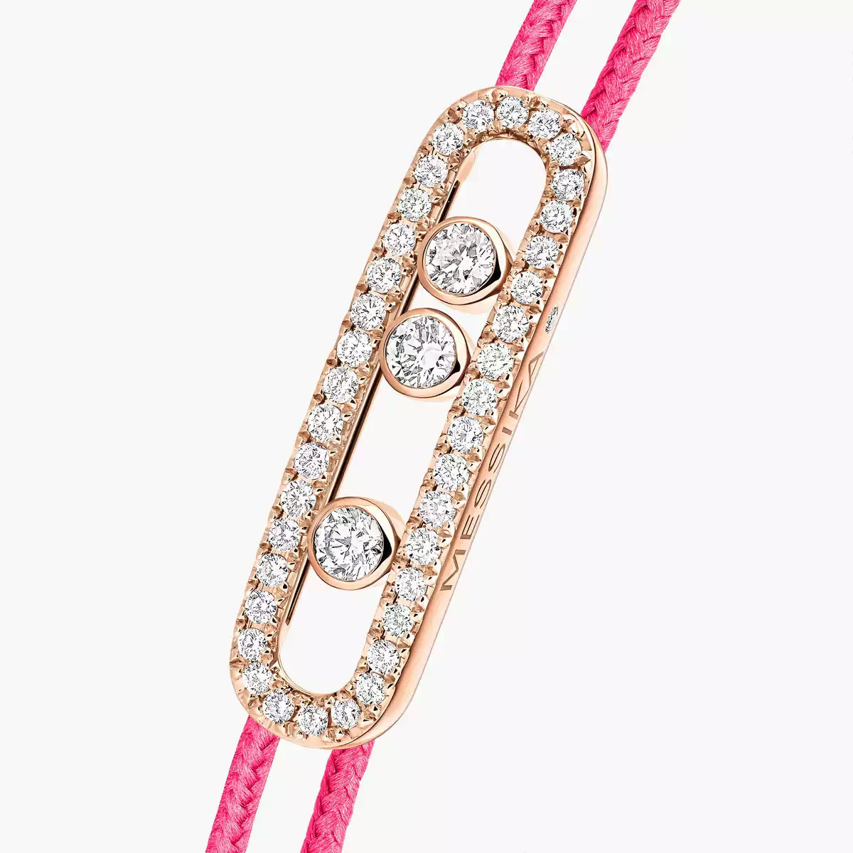 [Cyra] Messika Care(s) Armband aus rosafarbenem Kordel mit Pavé-Besatz