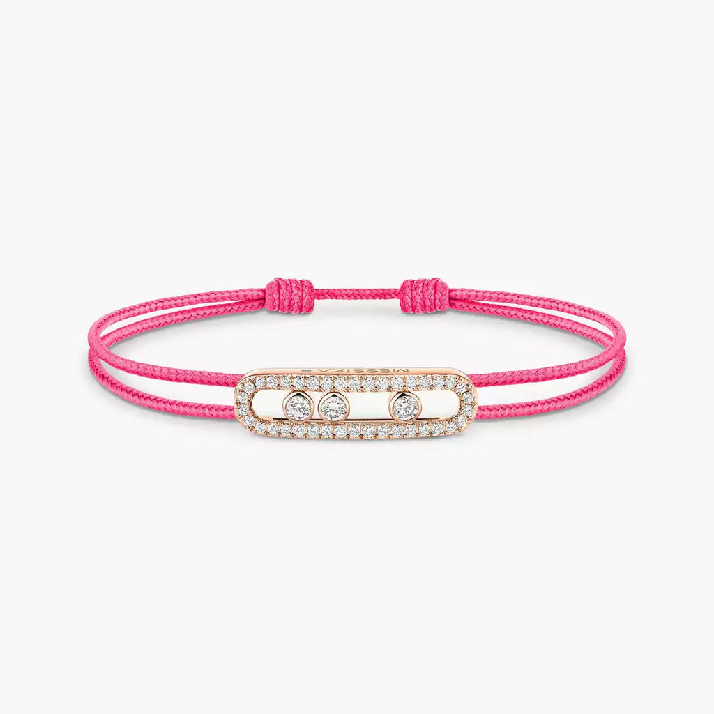 [Cyra] Messika Care(s) Armband aus rosafarbenem Kordel mit Pavé-Besatz