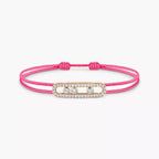 [Cyra] Messika Care(s) Armband aus rosafarbenem Kordel mit Pavé-Besatz