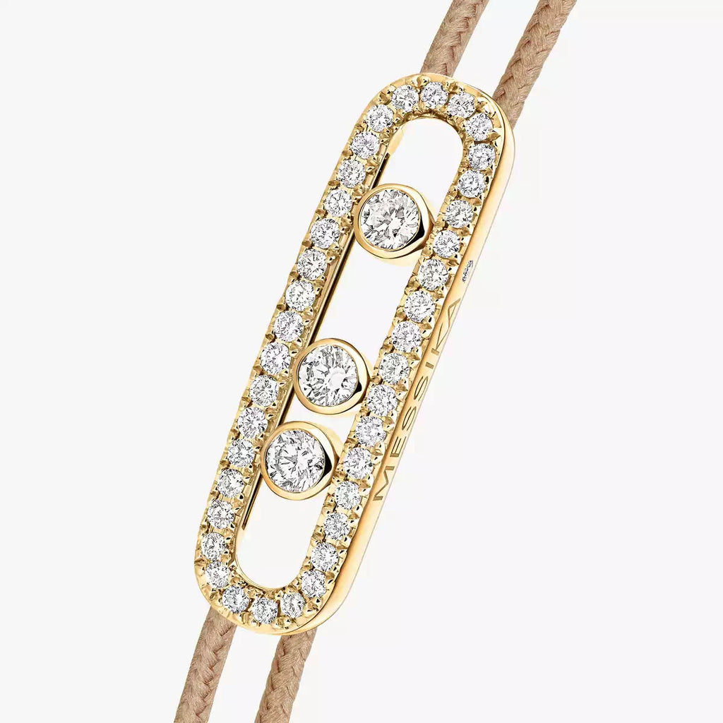 [Cyra] Messika Care(s) Armband aus rosafarbenem Kordel mit Pavé-Besatz