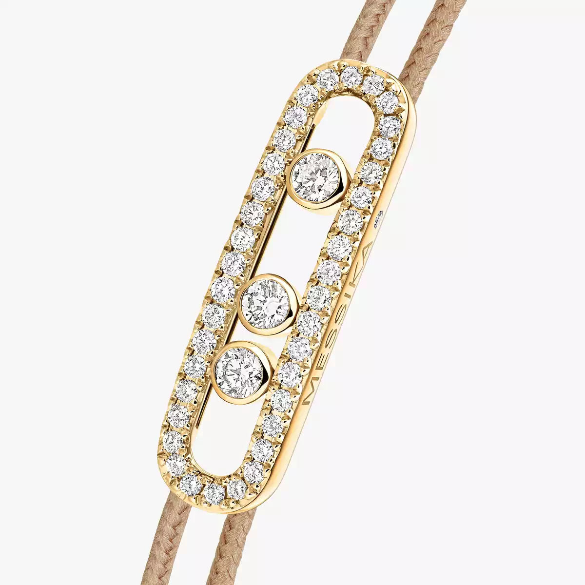 [Cyra] Messika Care(s) Armband aus rosafarbenem Kordel mit Pavé-Besatz