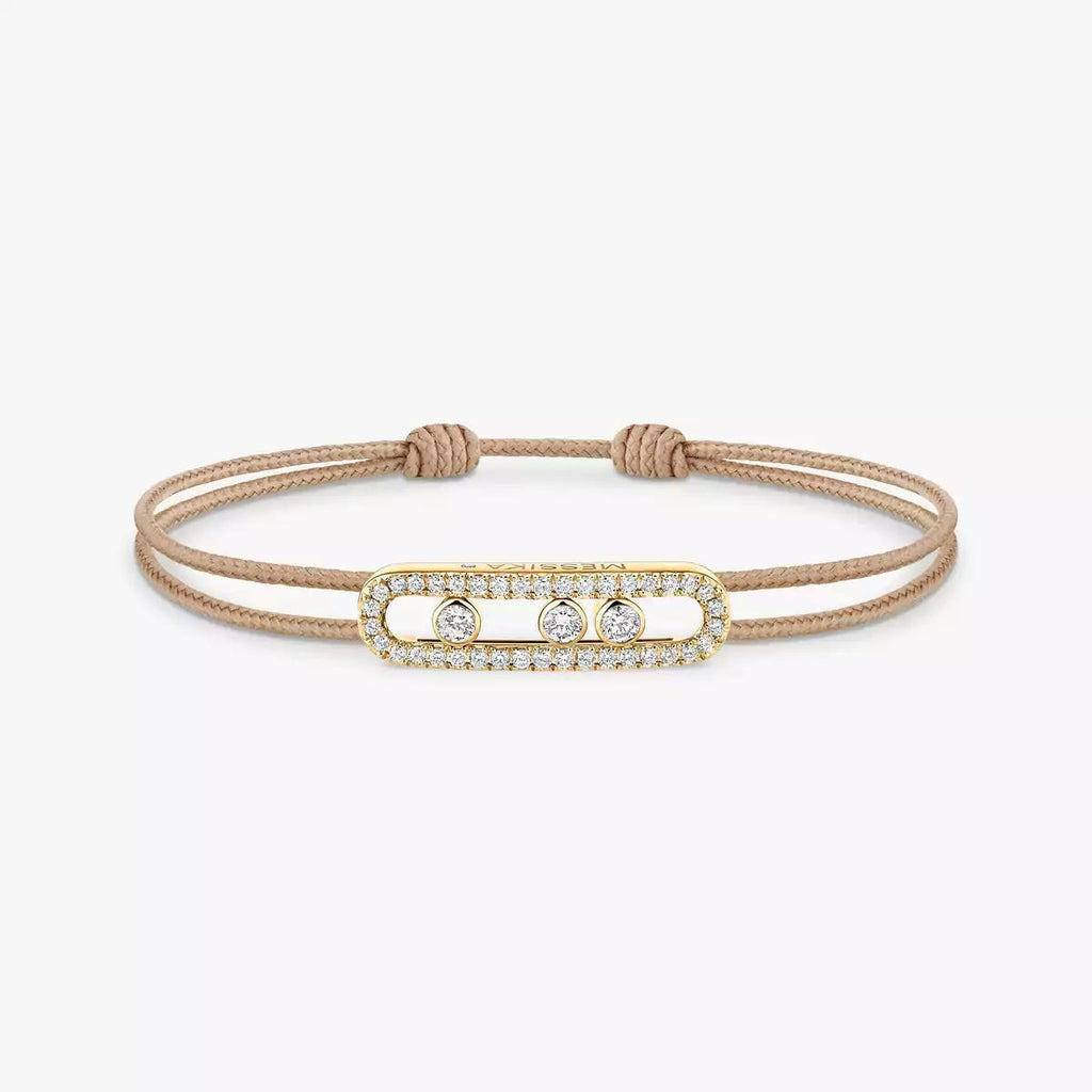 [Cyra] Messika Care(s) Armband aus rosafarbenem Kordel mit Pavé-Besatz