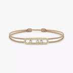 [Cyra] Messika Care(s) Armband aus rosafarbenem Kordel mit Pavé-Besatz