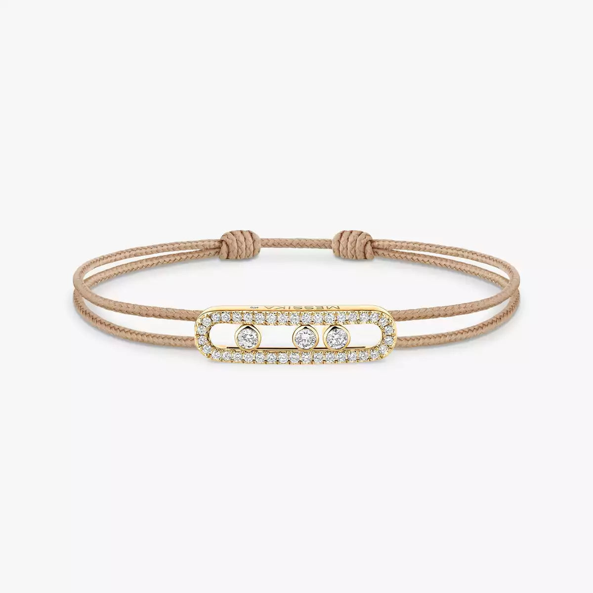 [Cyra] Messika Care(s) Armband aus rosafarbenem Kordel mit Pavé-Besatz