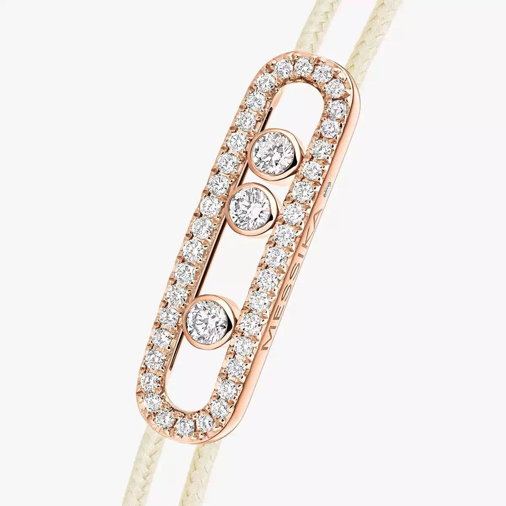 [Cyra] Messika Care(s) Armband aus rosafarbenem Kordel mit Pavé-Besatz