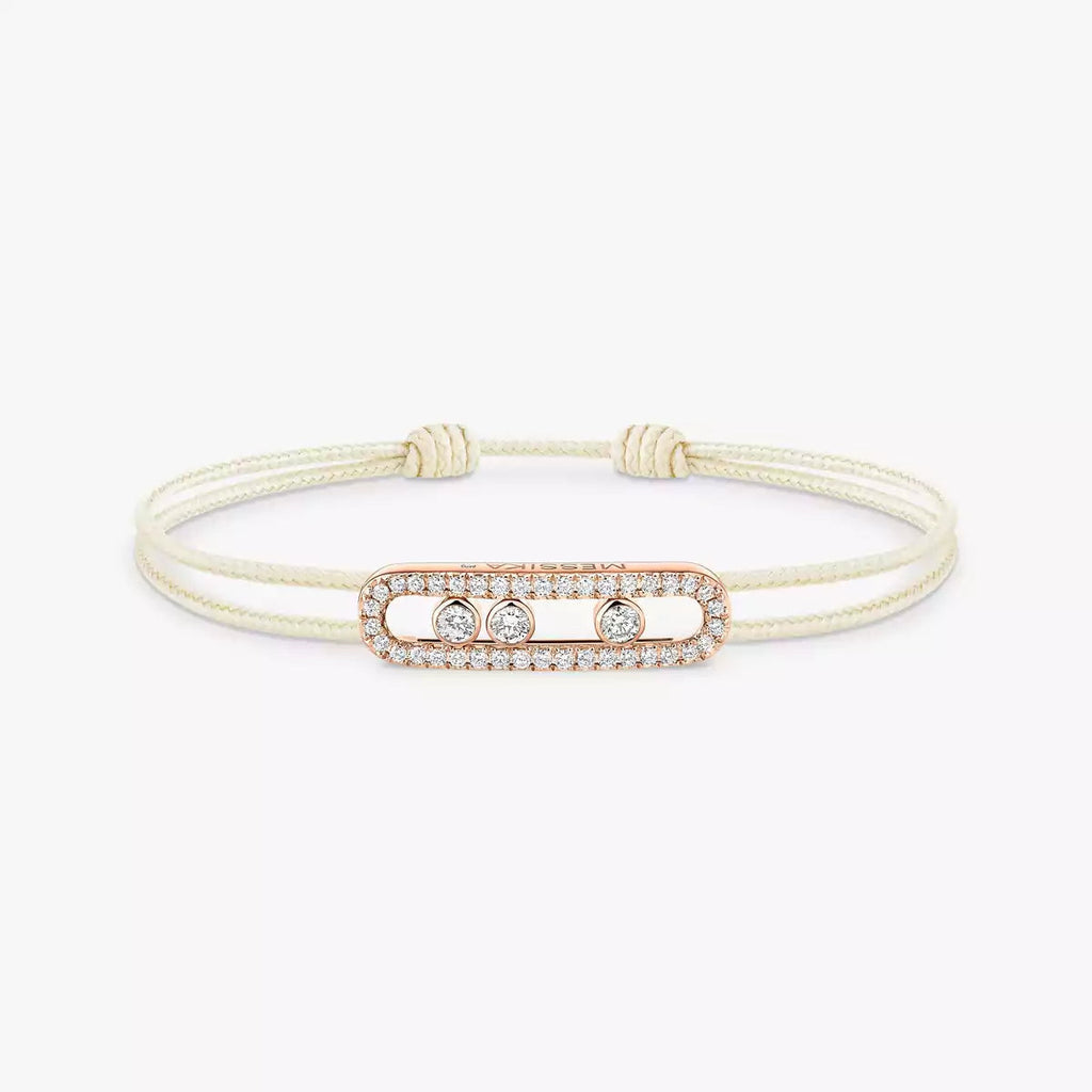 [Cyra] Messika Care(s) Armband aus rosafarbenem Kordel mit Pavé-Besatz