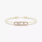 [Cyra] Messika Care(s) Armband aus rosafarbenem Kordel mit Pavé-Besatz