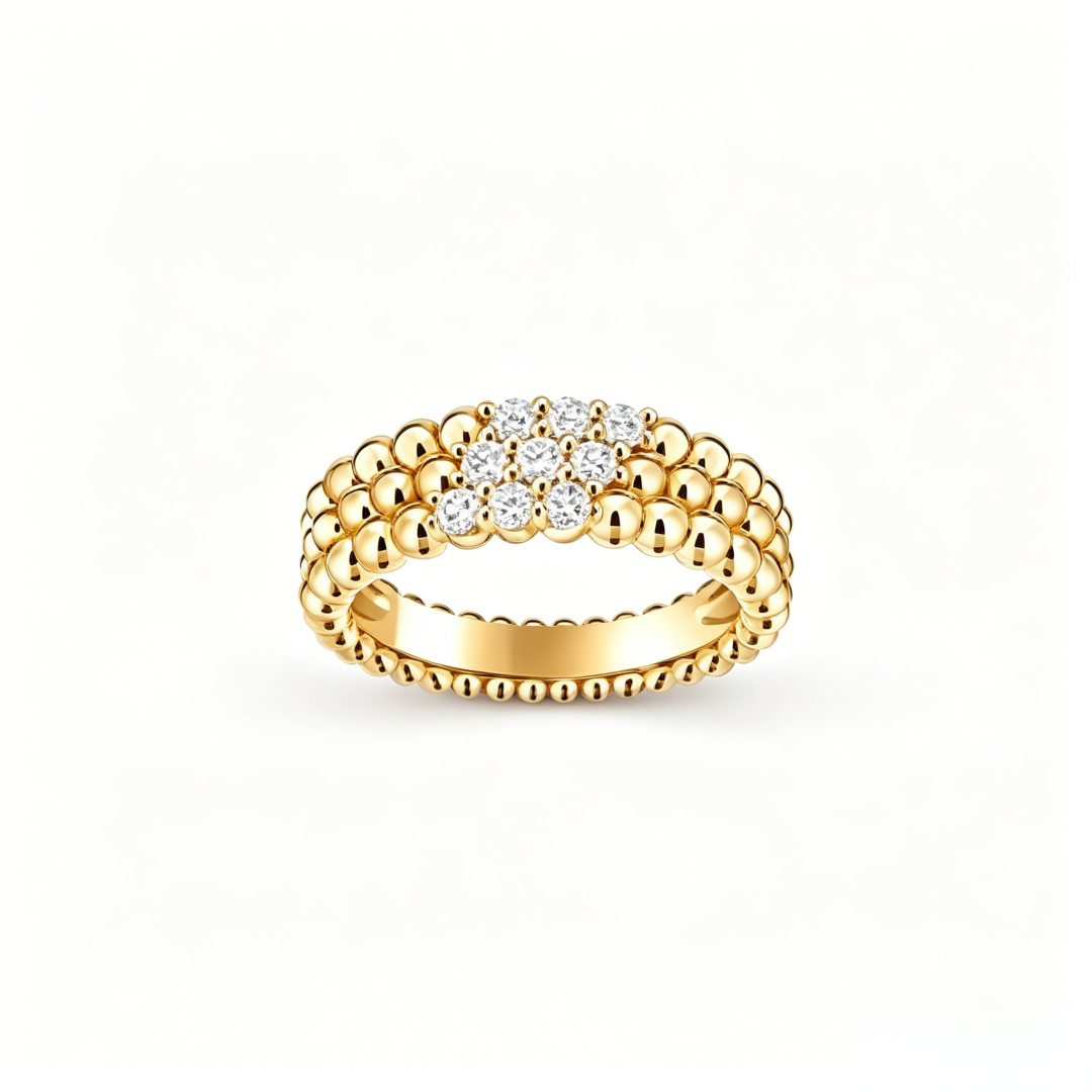 [Cyra]   THREE-ROW DIAMOND RING