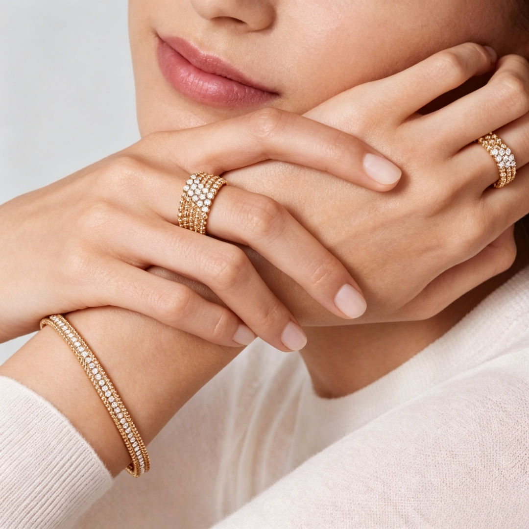 [Cyra]   THREE-ROW DIAMOND RING