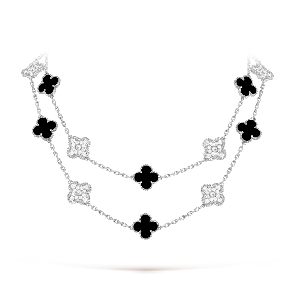 [Cyra] CLOVER 20 MOTIVE DIAMANT ONYX HALSKETTE